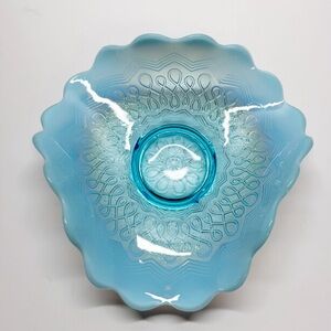 Vintage Jefferson Glass Many Loops Opalescent Fluted Bon Bon Candy Dish